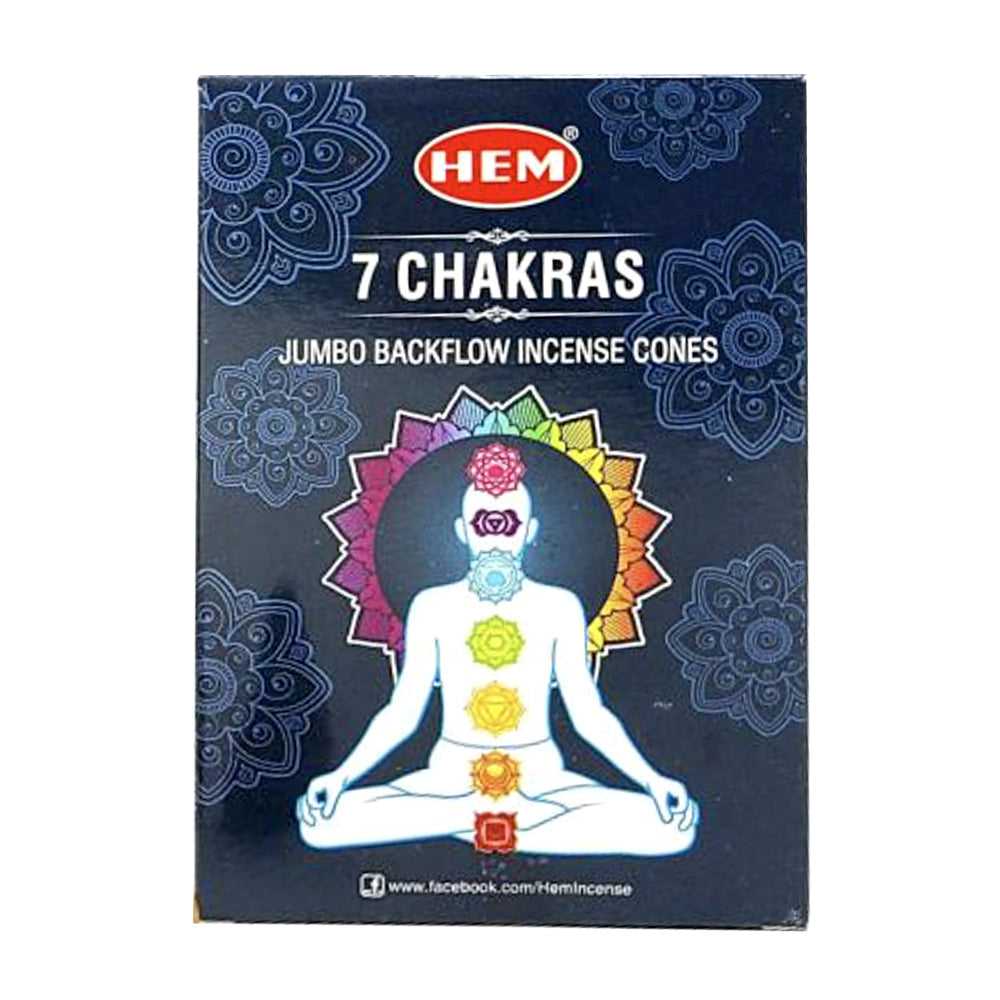 Incense HEM 7 Chakra Jumbo Backflow Incense Cones HBFC-CHAKRA 3 $ The Witches Sage LLC Stew's Incense