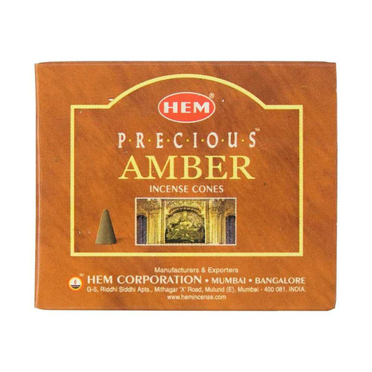 Incense HEM Precious Amber Incense Cones HMC22 (AM12) 1 $ Shop All The Witches Sage LLC Stew's Incense
