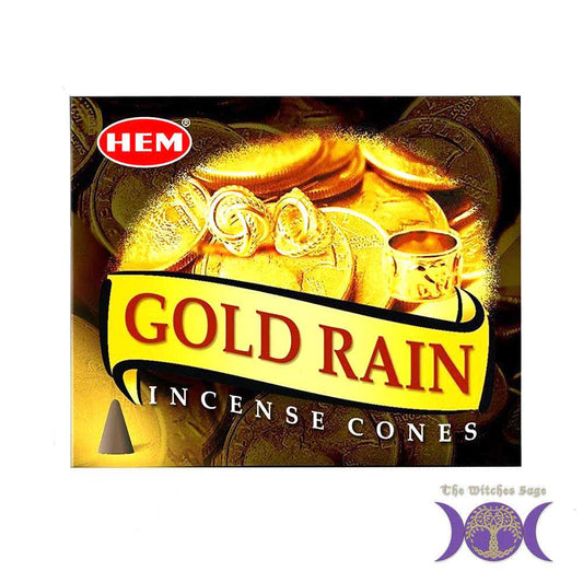 Incense HEM Gold Rain Incense Cones HMC34 1 $ Shop All The Witches Sage LLC Stew's Incense