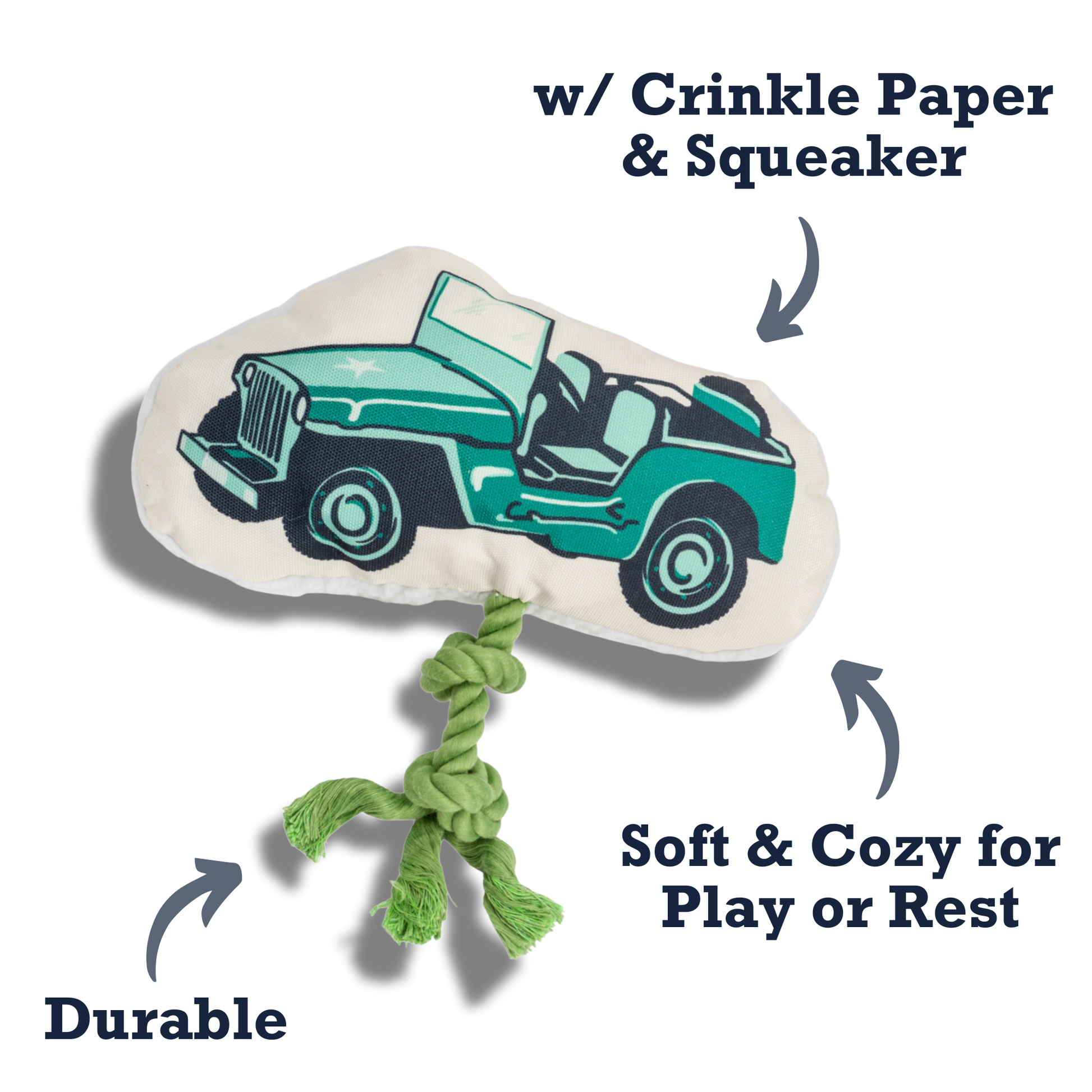 Canvas Plush Country Living Retro Army Jeep with Squeaker & Crinkle Paper Plush Dog Toy HOM231 12 $ Shop All American Pet Supplies Stew's Incense