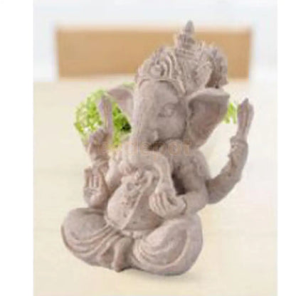 MagiDeal Hand Carved Sandstone Seated  Buddha Deity Elephant Hindu Statue Decor fantastic good condition for Collection