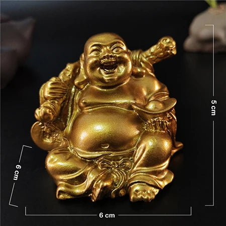 Golden Laughing Buddha Statue Chinese Feng Shui Lucky Money Maitreya Buddha Sculpture Figurines Home Garden Decoration Statues