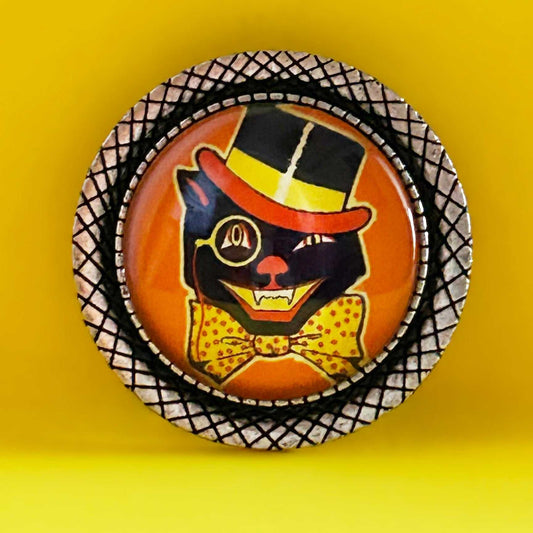 Brooches & Lapel Pins Vintage Halloween Dapper Cat Handmade Cameo Brooch AB4 16 $ Shop All Quirks! Stew's Incense