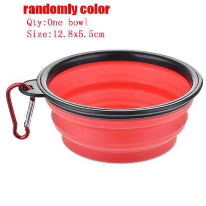 2 in 1 Portable Pet Water Food Container with Folding Silicone Dog Bowls Outdoor Travel Cat Dog Supplies Feeder Cup Water Bottle