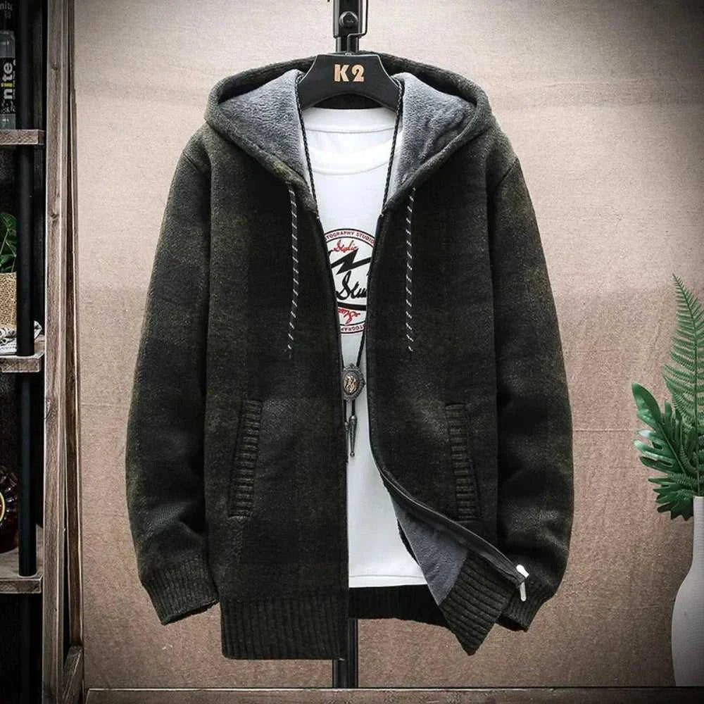 Men Jackets Mens Hooded Plaid Zipped Up Jacket ONFYMHJ051024I9-AGRN-M 59 $ Coats Onetify Stew's Incense