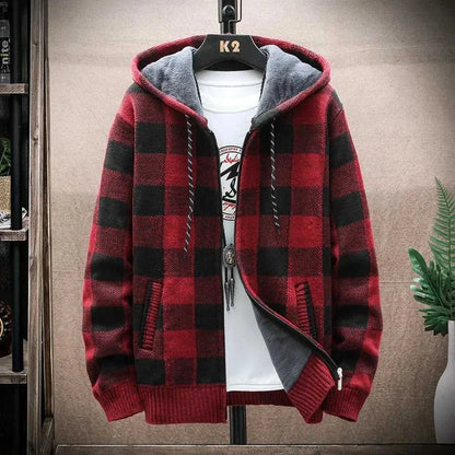 Men Jackets Mens Hooded Plaid Zipped Up Jacket ONFYMHJ051024I9-AGRN-M 59 $ Coats Onetify Stew's Incense