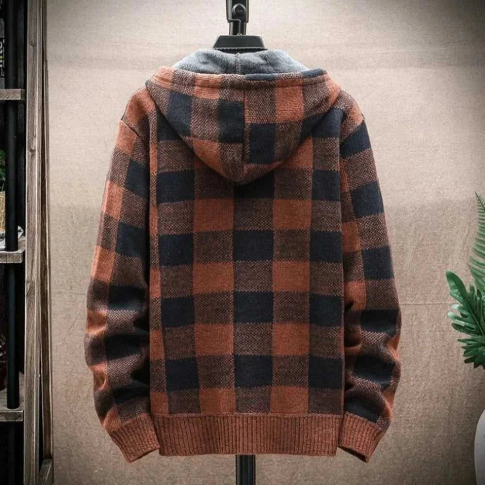 Men Jackets Mens Hooded Plaid Zipped Up Jacket ONFYMHJ051024I9-AGRN-M 59 $ Coats Onetify Stew's Incense