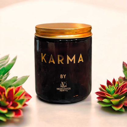  KARMA CANDLE - HIDDEN CRYSTALS INSIDE! Organic Soy 8oz, Insanely long lasting! sku-41613126533210 32 $ Shop All Moon Water Apothecary Stew's Incense