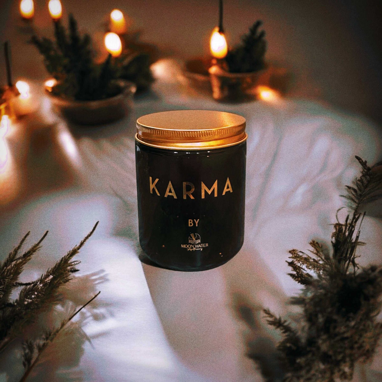  KARMA CANDLE - HIDDEN CRYSTALS INSIDE! Organic Soy 8oz, Insanely long lasting! sku-41613126533210 32 $ Shop All Moon Water Apothecary Stew's Incense