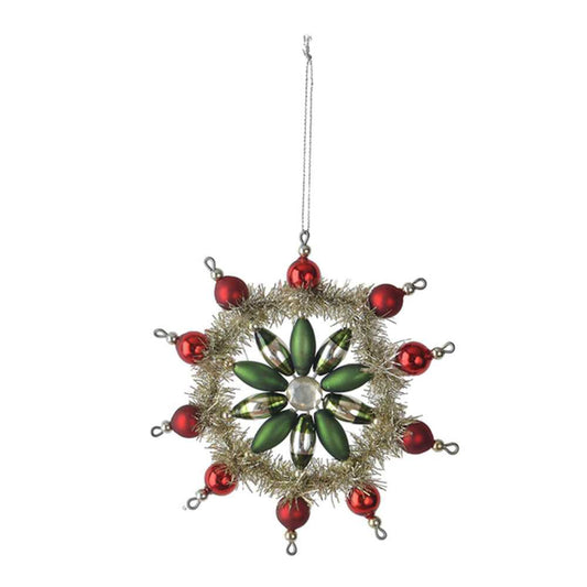Holiday Ornaments Vintage Style Glass & Tinsel Snowflake Ornament GREEN MX184605_01D3 16 $ Christmas Quirks! Stew's Incense
