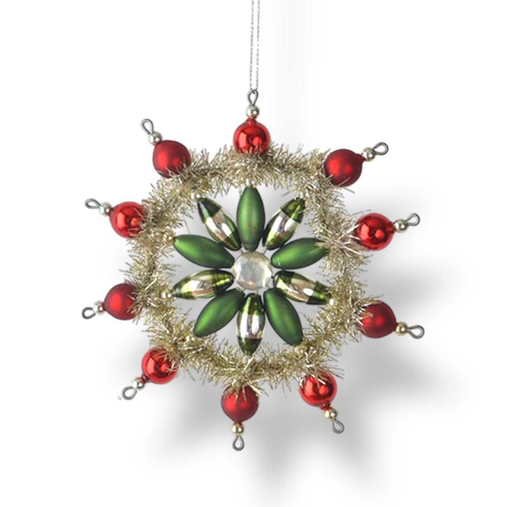 Holiday Ornaments Vintage Style Glass & Tinsel Snowflake Ornament GREEN MX184605_01D3 16 $ Christmas Quirks! Stew's Incense