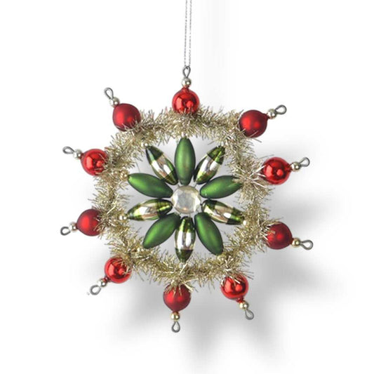 Holiday Ornaments Vintage Style Glass & Tinsel Snowflake Ornament GREEN MX184605_01D3 16 $ Christmas Quirks! Stew's Incense