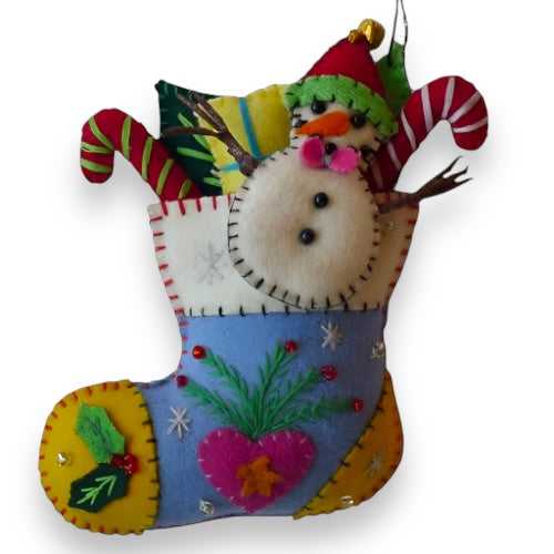 Seasonal Decor, Christmas 5" Felted Wool Blue Stocking w/ Snowman Ornament 151336 16 $ Shop All Quirks! Stew's Incense