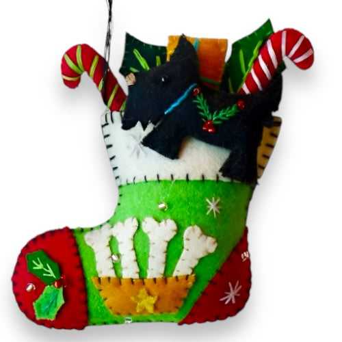 Seasonal Decor, Christmas 5" Green Stocking w/ Black Dog Felted Wool Ornament 151340 16 $ Shop All Quirks! Stew's Incense