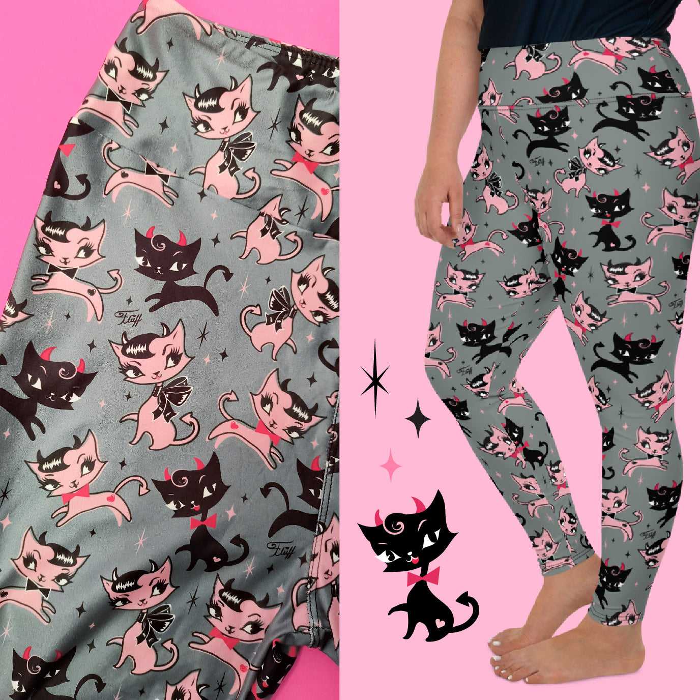 Leggings "Bad Kitty" Leggings by Miss Fluff x Lipstick & Chrome TC2 LCL-16C 24 $ Shop All Quirks! Stew's Incense