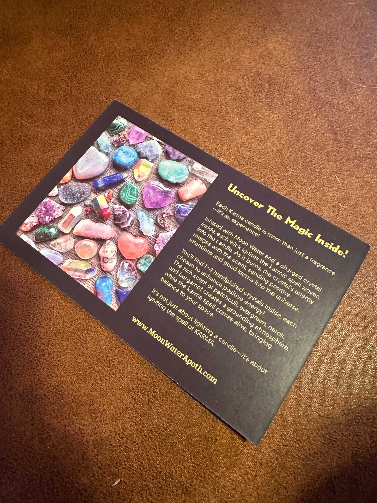  KARMA CANDLE - HIDDEN CRYSTALS INSIDE! Organic Soy 8oz, Insanely long lasting! sku-41613126533210 32 $ Shop All Moon Water Apothecary Stew's Incense