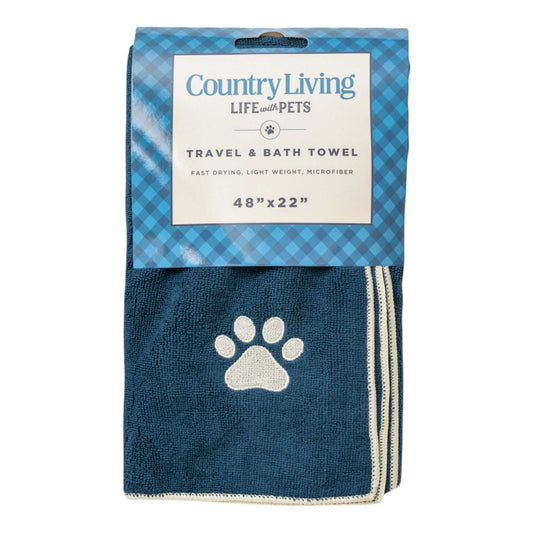 Towels Country Living Large Marine Blue Microfiber Dog Bath Towel with Embroidered Paw Print CL-1005 14 $ Pet Lovers Store American Pet Supplies Stew's Incense
