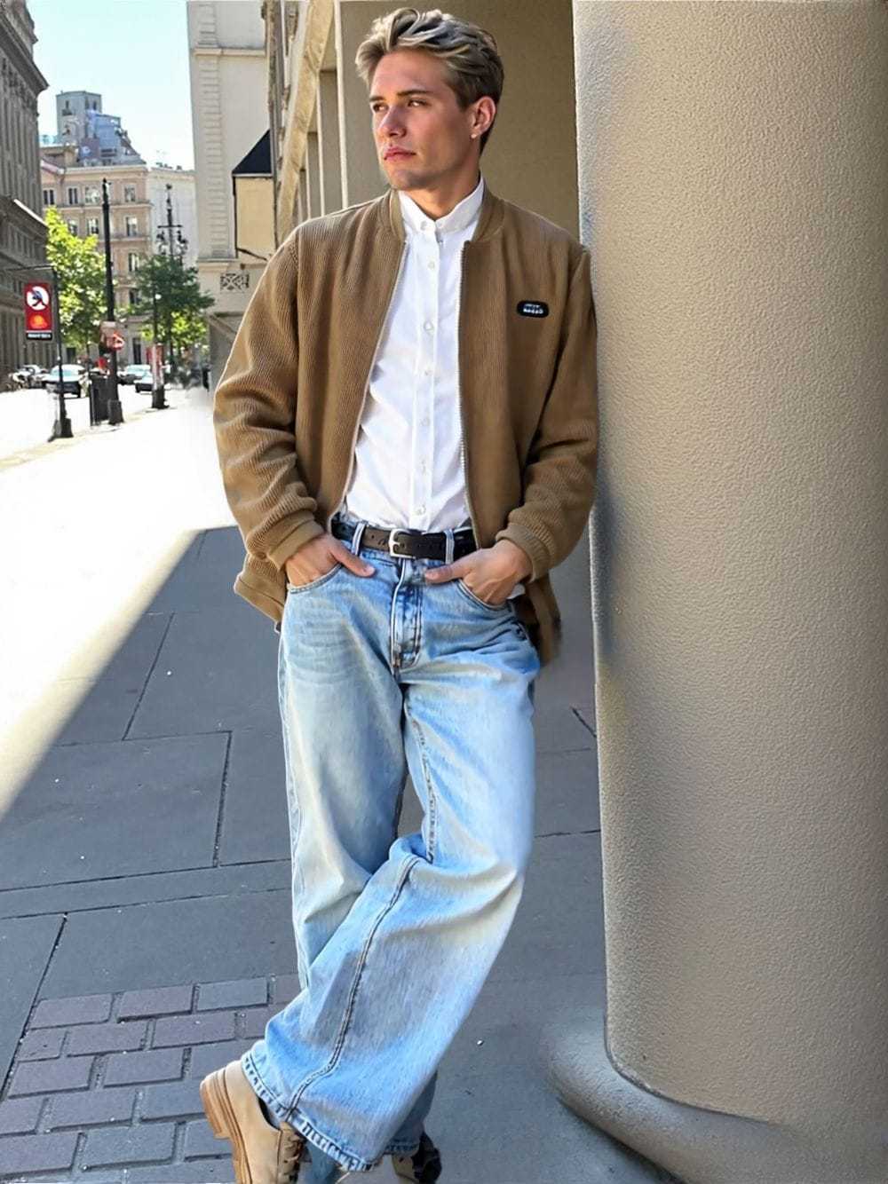 Men Jacket Promo 2025 Mens Round Collar Winter Zipped Up Elbow Patch Jacket CSY093850EBM1-KHK-S 86 $ Coats Onetify Stew's Incense