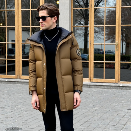 Men Coats Mens Hooded Zipper Puffy Jacket With Pockets ONFYMS250808L3M4-BRN-S 136 $ Onetify Stew's Incense