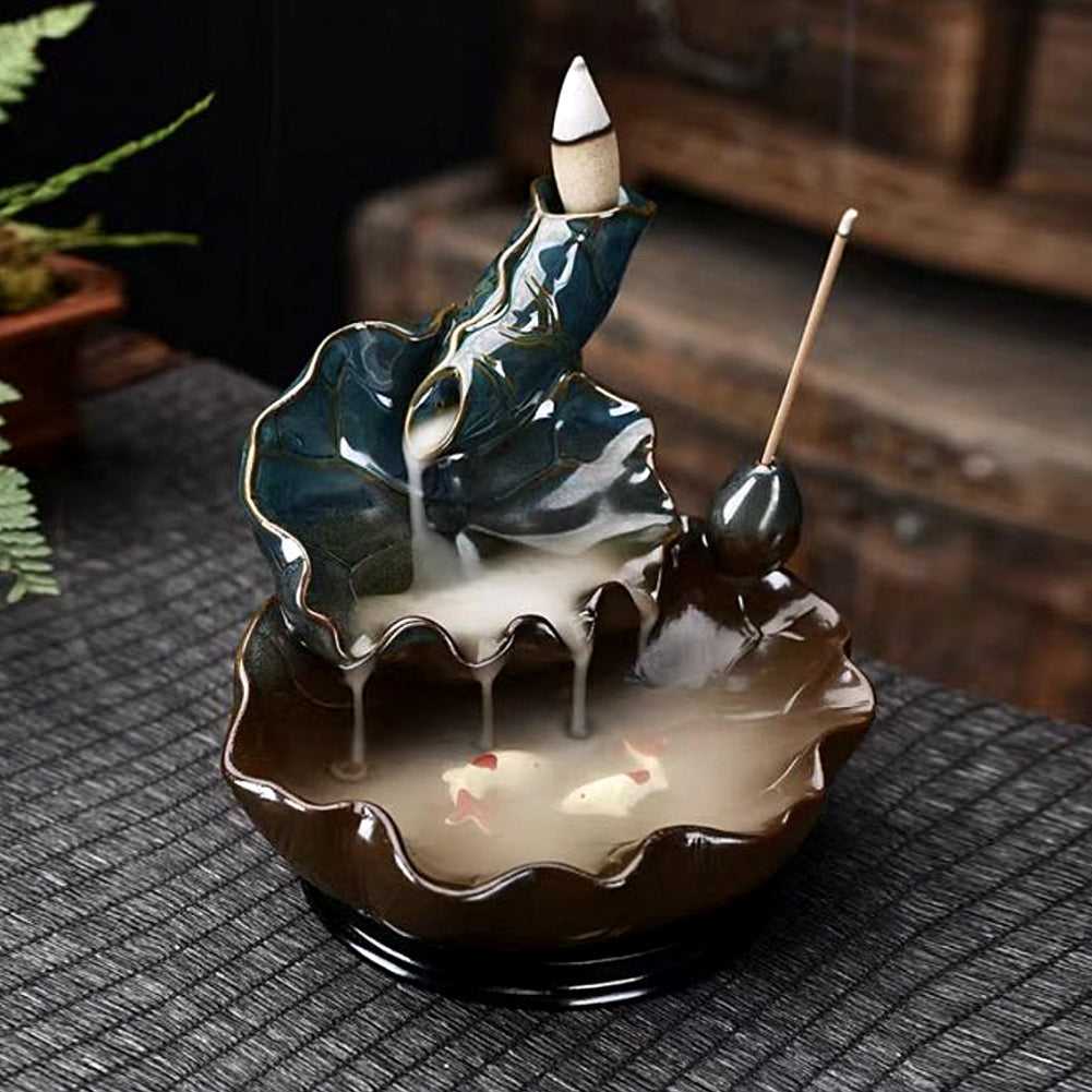 Incense Burner Lotus Ceramic Backflow Cone & Stick Incense Burner BFL-24 19 $ Shop All The Witches Sage LLC Stew's Incense