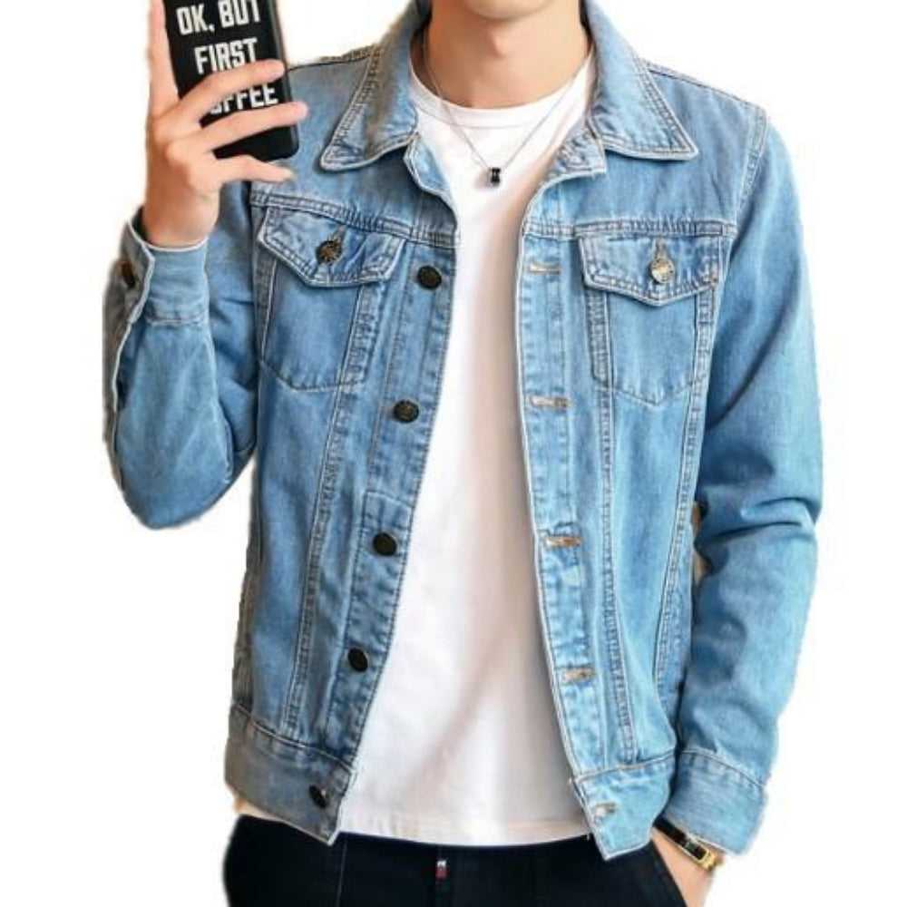 Denim Jackets Men Classic Dual Pocket Denim Jean Jacket OPMJ06301A-BLU-XS 69 $ Coats Onetify Stew's Incense