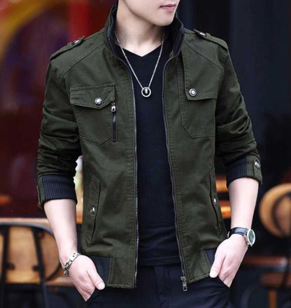 Men Jackets Mens Military Style Jacket with Faux Fur Lining OPMJ211216A1-AGRN-S 86 $ Coats Onetify Stew's Incense