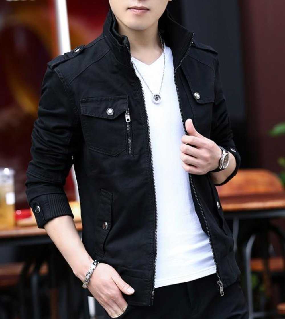 Men Jackets Mens Military Style Jacket with Faux Fur Lining OPMJ211216A1-AGRN-S 86 $ Coats Onetify Stew's Incense