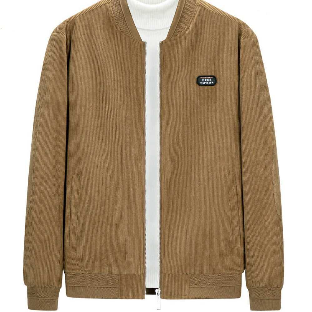 Men Jacket Promo 2025 Mens Round Collar Winter Zipped Up Elbow Patch Jacket CSY093850EBM1-KHK-S 86 $ Coats Onetify Stew's Incense