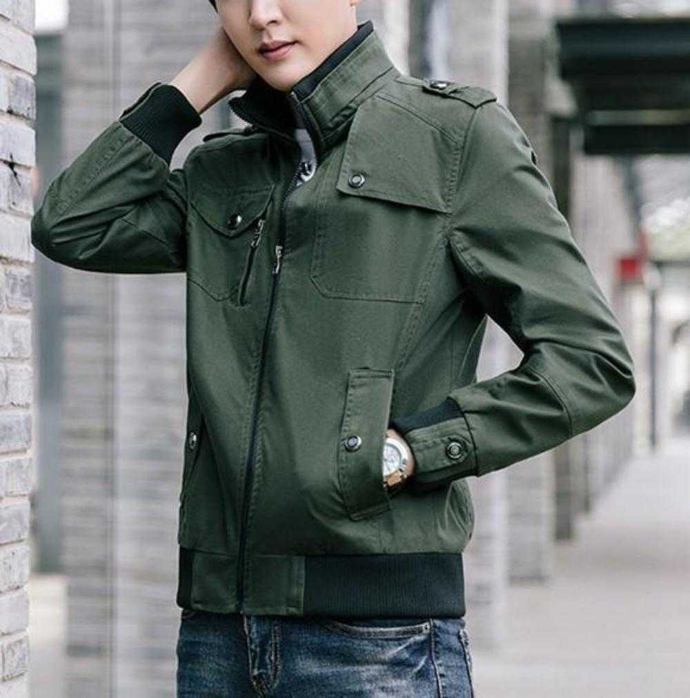 Men Jackets Mens Military Style Jacket with Faux Fur Lining OPMJ211216A1-AGRN-S 86 $ Coats Onetify Stew's Incense
