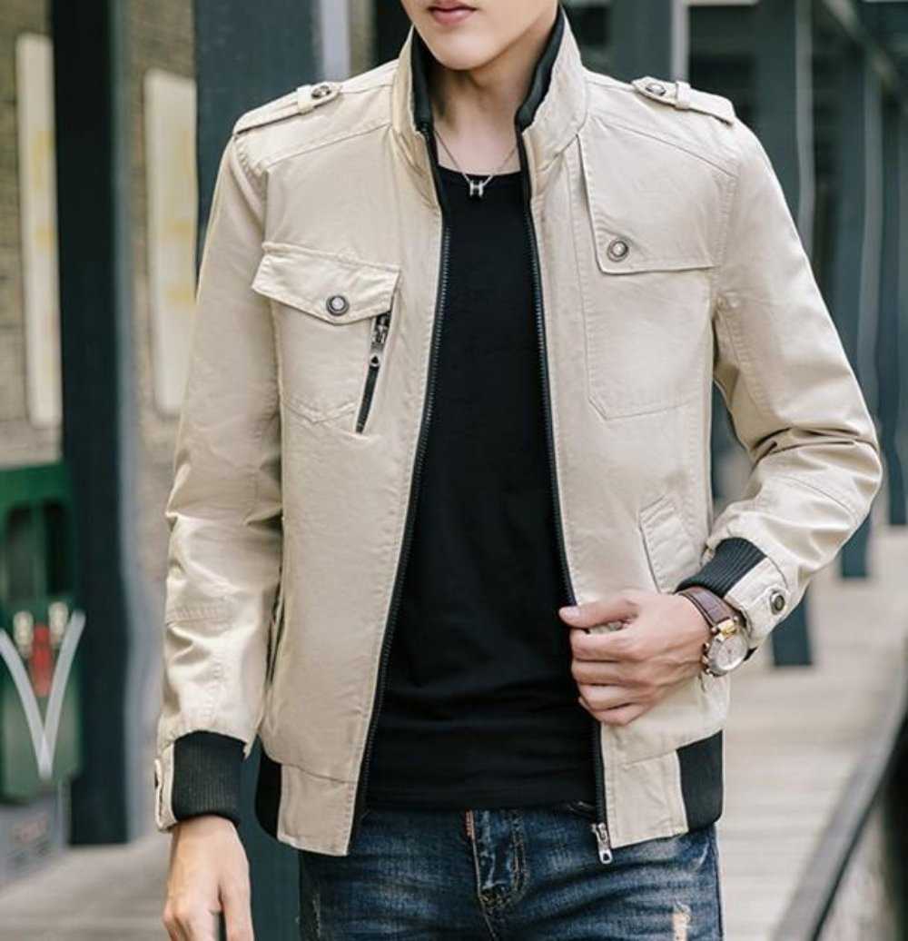 Men Jackets Mens Military Style Jacket with Faux Fur Lining OPMJ211216A1-AGRN-S 86 $ Coats Onetify Stew's Incense