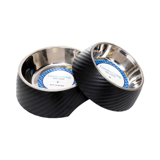 Bowl Country Living Set of 2 Round Twill Melamine Dog Bowls with Removable Stainless Steel Inserts – Black MLB001 24 $ Pet Lovers Store American Pet Supplies Stew's Incense