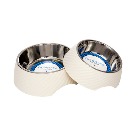 Bowl Country Living Set of 2 Round Twill Melamine Dog Bowls with Removable Stainless Steel Inserts – White Swan MLB002 24 $ Pet Lovers Store American Pet Supplies Stew's Incense