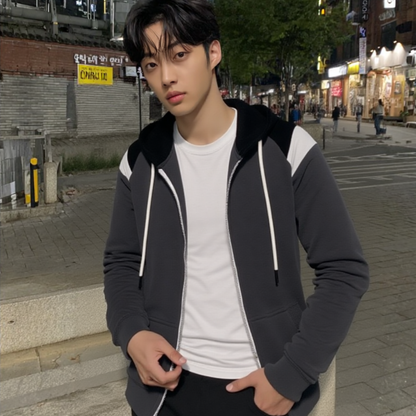 Mens Hoodie Mens Zipped Up Hoodie with Shoulder Details ONFYMH051424B2-NVY-M 49 $ Coats Onetify Stew's Incense