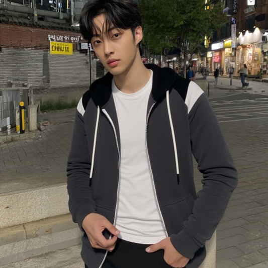 Mens Hoodie Mens Zipped Up Hoodie with Shoulder Details ONFYMH051424B2-NVY-M 49 $ Coats Onetify Stew's Incense