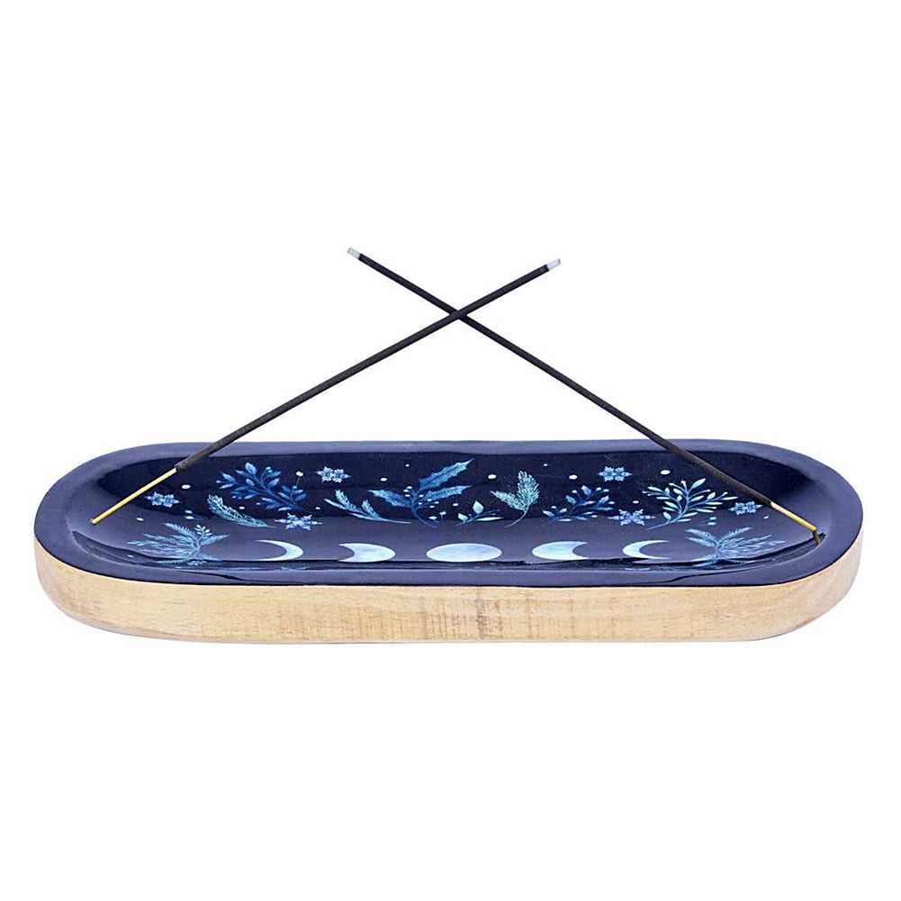 Incense Burner Moon Phases Boat Wooden Handmade Incense Holder WTIBC-11-PM 8 $ The Witches Sage LLC Stew's Incense