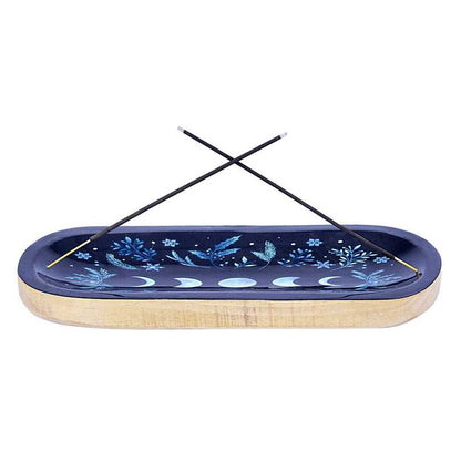 Incense Burner Moon Phases Boat Wooden Handmade Incense Holder WTIBC-11-PM 8 $ The Witches Sage LLC Stew's Incense