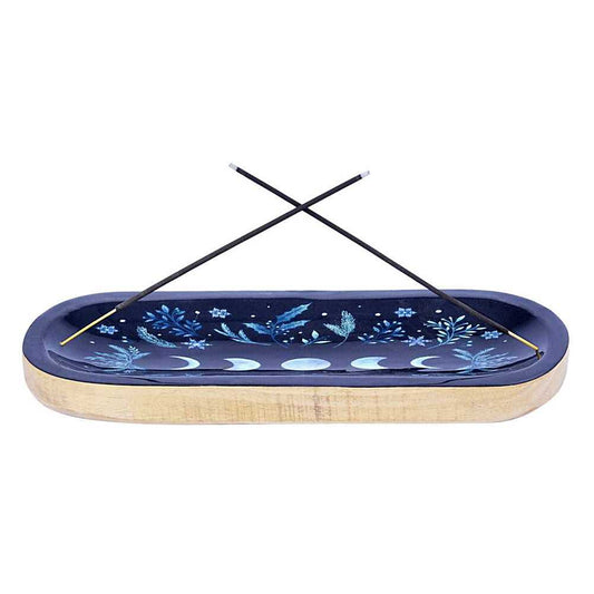 Incense Burner Moon Phases Boat Wooden Handmade Incense Holder WTIBC-11-PM 8 $ The Witches Sage LLC Stew's Incense