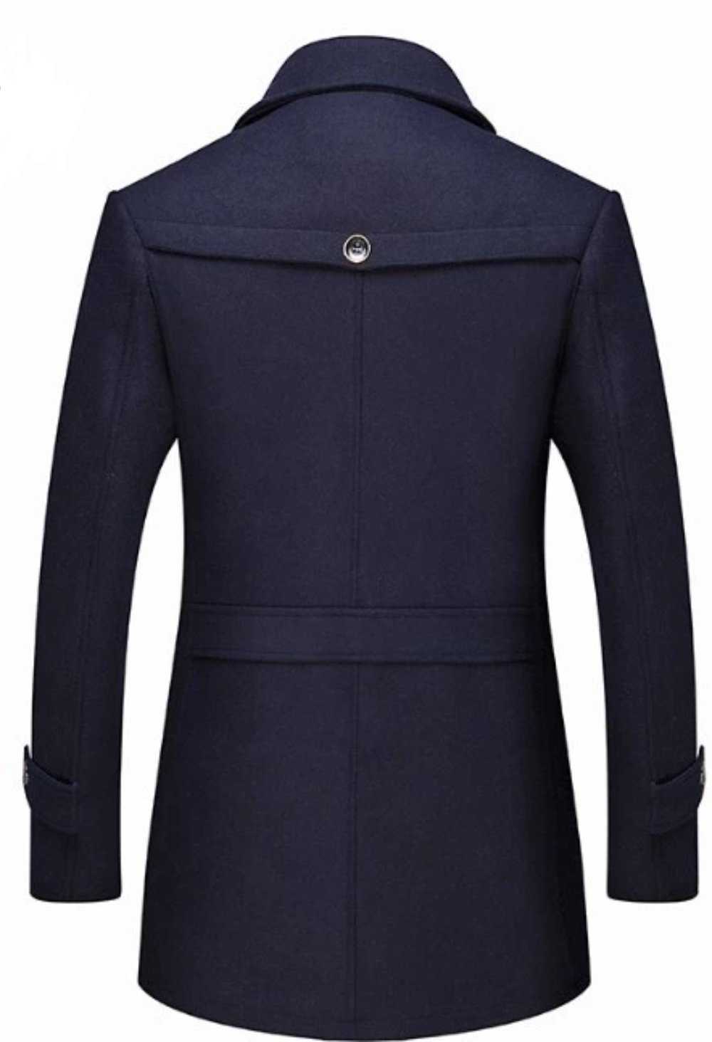 Men Coats Mens Layered Collar Button Front Mid Length Coat OPMC1020C3-NVY-S 146 $ Coats Onetify Stew's Incense