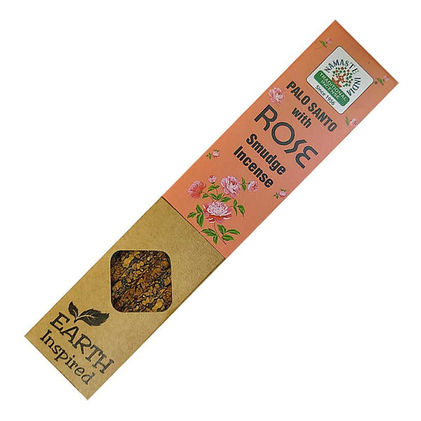 Incense Namaste India Earth Inspired Palo Santo with Rose Smudge Incense Sticks INI-PALO-ROSE 1 $ The Witches Sage LLC Stew's Incense