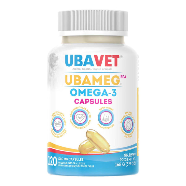 Animal Health UBAVET Ubameg EFA 1000mg Omega-3 Fatty Acid Capsules for Dogs & Cats (120 caps) UVUS3010 41 $ Pet Lovers Store American Pet Supplies Stew's Incense