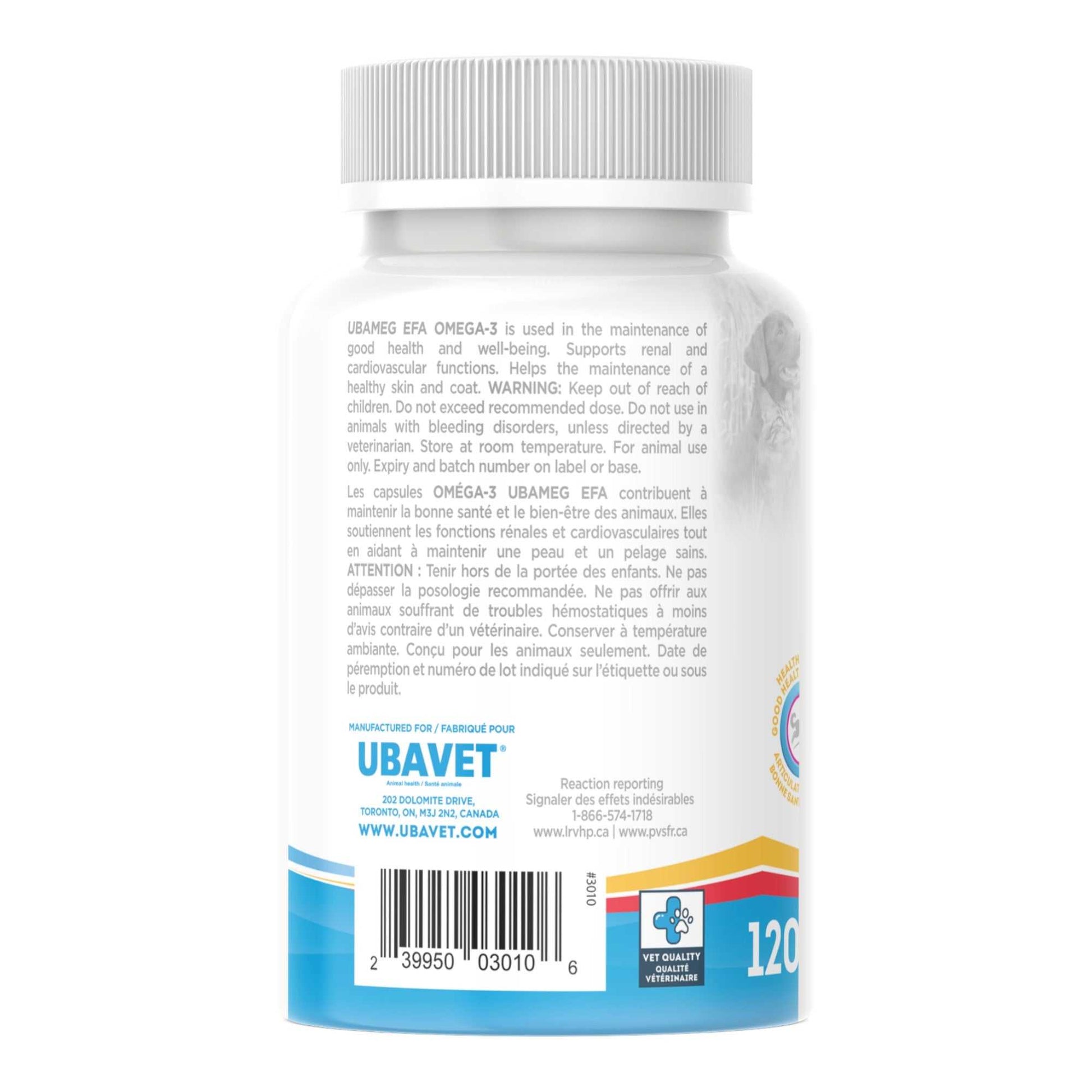 Animal Health UBAVET Ubameg EFA 1000mg Omega-3 Fatty Acid Capsules for Dogs & Cats (120 caps) UVUS3010 41 $ Pet Lovers Store American Pet Supplies Stew's Incense