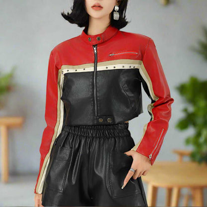 Women Jackets Women Cropped Vegan Leather Biker Jacket ONFY250710WT3C-1 86 $ Coats Onetify Stew's Incense