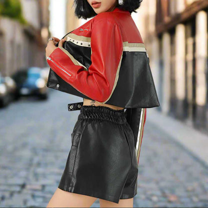 Women Jackets Women Cropped Vegan Leather Biker Jacket ONFY250710WT3C-1 86 $ Coats Onetify Stew's Incense