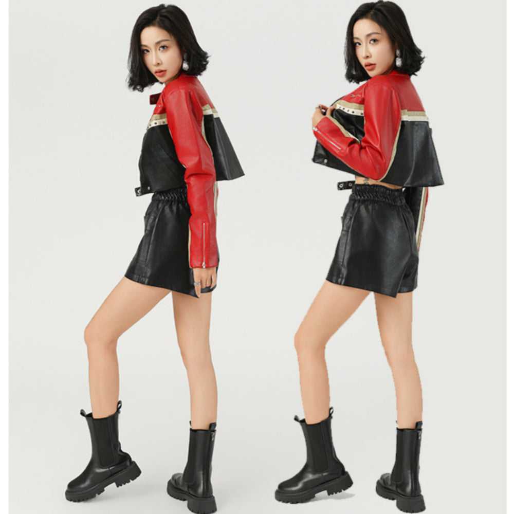 Women Jackets Women Cropped Vegan Leather Biker Jacket ONFY250710WT3C-1 86 $ Coats Onetify Stew's Incense
