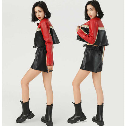 Women Jackets Women Cropped Vegan Leather Biker Jacket ONFY250710WT3C-1 86 $ Coats Onetify Stew's Incense