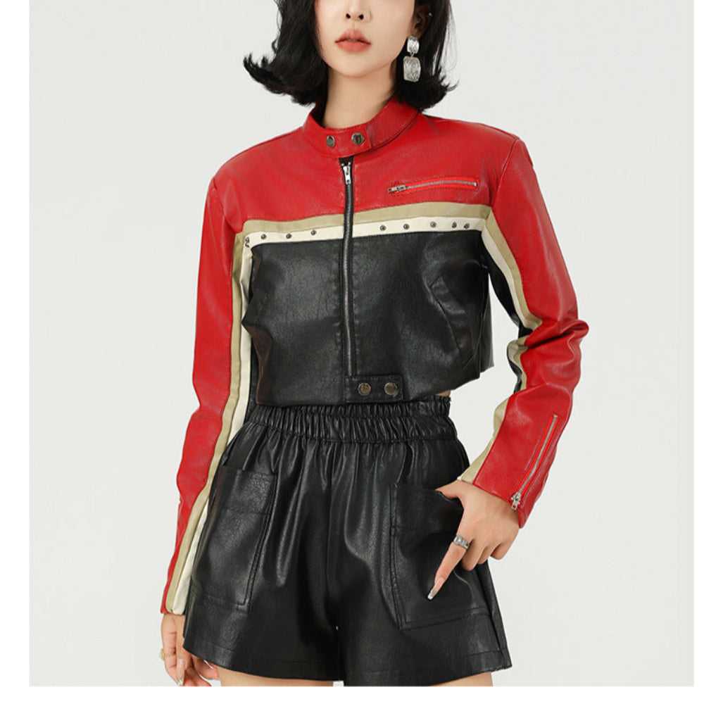 Women Jackets Women Cropped Vegan Leather Biker Jacket ONFY250710WT3C-1 86 $ Coats Onetify Stew's Incense