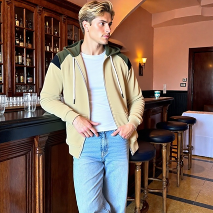 Mens Hoodie Mens Zipped Up Hoodie with Shoulder Details ONFYMH051424B2-NVY-M 49 $ Coats Onetify Stew's Incense