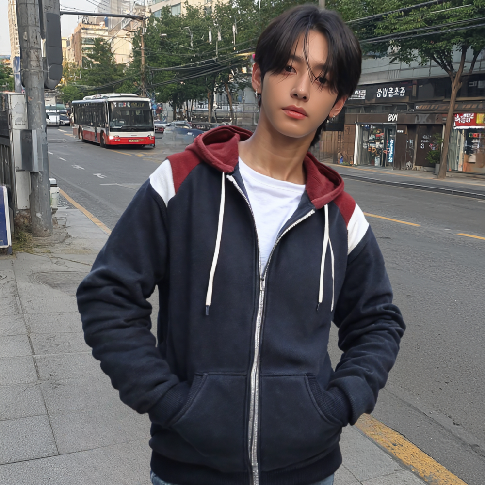 Mens Hoodie Mens Zipped Up Hoodie with Shoulder Details ONFYMH051424B2-NVY-M 49 $ Coats Onetify Stew's Incense