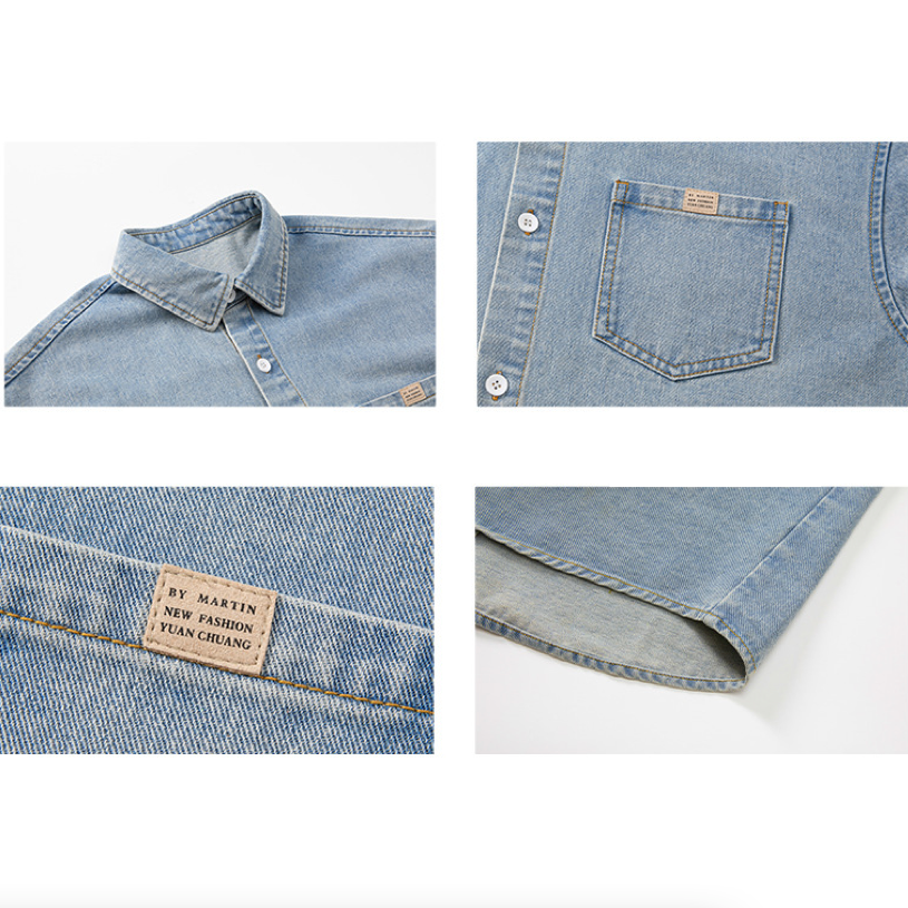 Men Shirts Men 's Over Size Washed Denim Short Sleeve Shirt ONFYMS250806D3E5-BLU-M 46 $ Coats Onetify Stew's Incense