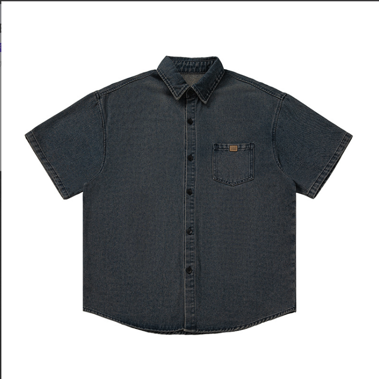 Men Shirts Men 's Over Size Washed Denim Short Sleeve Shirt ONFYMS250806D3E5-BLU-M 46 $ Coats Onetify Stew's Incense